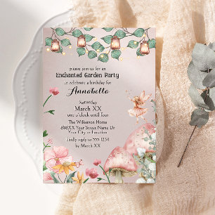 Invitación Fiesta de jardín encantado de hada linda