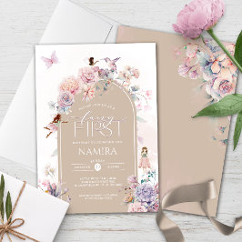 Invitación Fiesta de Jardín encantado de primer cumpleaños de