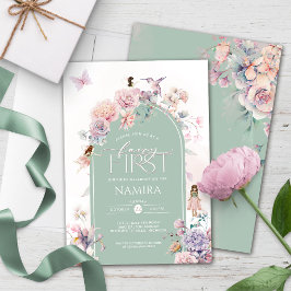 Invitación Fiesta de Jardín encantado de primer cumpleaños de