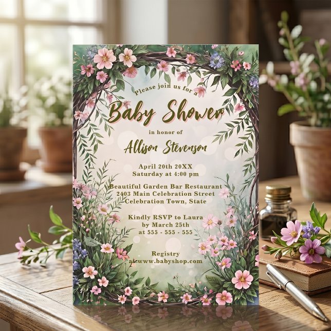 Invitación Fiesta de Jardín Encantadora y Soñadora de Primave (Subido por el creador)