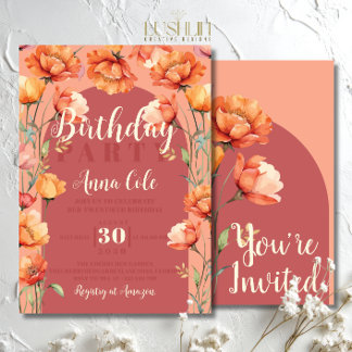 Invitación Fiesta de Jardín Floral Rústico Cumpleaños Flor Si