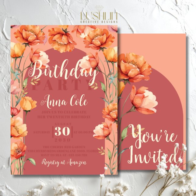 Invitación Fiesta de Jardín Floral Rústico Cumpleaños Flor Si (Subido por el creador)