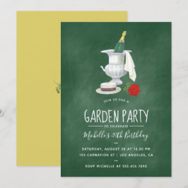 Invitación Fiesta de jardín retro vintage pizarra verde