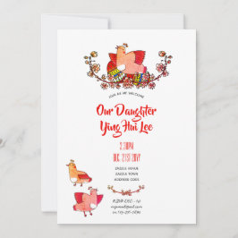 Invitación Fiesta de jengibre de huevo rojo invita a las aves