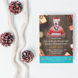 Invitación Fiesta de Jersey Feo de Bull Terrier en Navidad