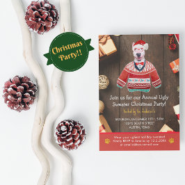 Invitación Fiesta de Jersey Feo de Bull Terrier en Navidades