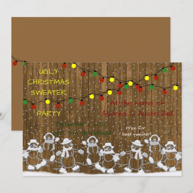 Invitación Fiesta de Jerseys Feos de Navidad (Anverso / Reverso)