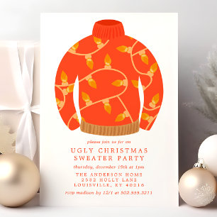 Invitación Fiesta de Jerseys Feos de Navidad con Luces de Cad