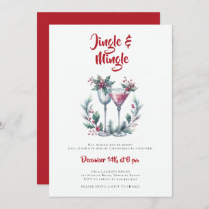 Invitación Fiesta de Jingle Mingle Cocktail Wreath Red Navida