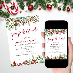 Invitación Fiesta de Jingle & Mingle Holiday Greenerenery Nav
