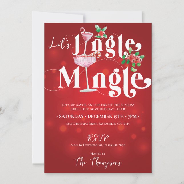Invitación Fiesta de Jingle Mingle Navidad navideña (Anverso)
