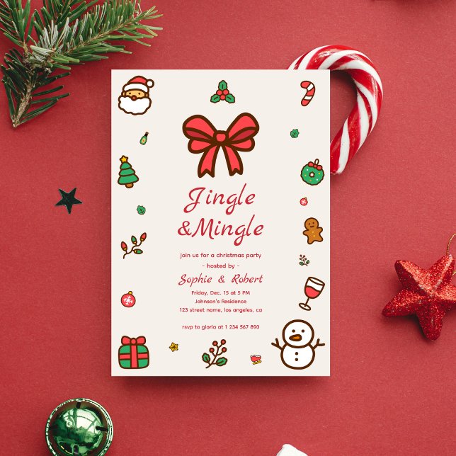 Invitación Fiesta de Jingle &Mingle Whimsy Doodle Frame (Subido por el creador)