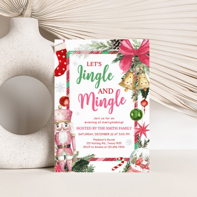 Invitación Fiesta de Jingle y Mingle Navidades (Jingle and Mingle Festive Holiday Christmas Party Invitation)