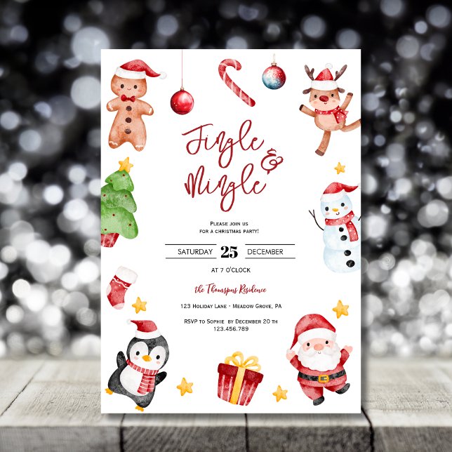 Invitación Fiesta de jingle y Navidades de acuarela mixta (Subido por el creador)