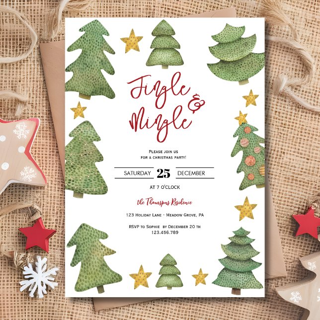 Invitación Fiesta de jingle y Navidades de acuarela mixta (Subido por el creador)