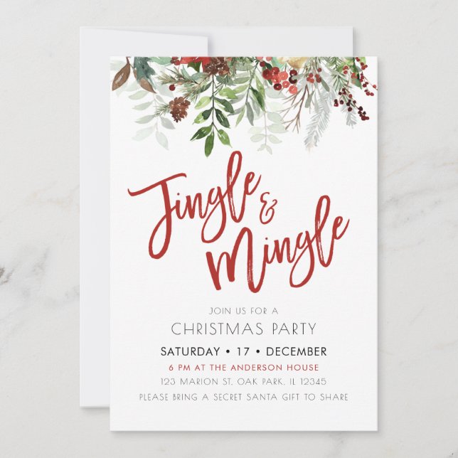 Invitación Fiesta de jingle y Navidades de mingle de invierno (Anverso)
