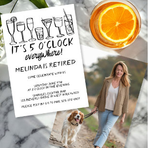 Invitación FIESTA DE JUBILACIÓN 5PM EN TODAS PARTES Bebidas d