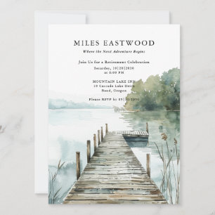 Invitación Fiesta de Jubilación Acuarela del Lago de Montaña