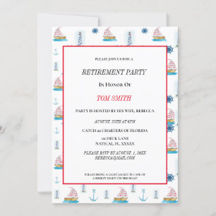 Invitación Fiesta de Jubilación Acuarela Náutica Feliz