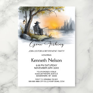Invitación Fiesta de Jubilación al Atardecer Pescando