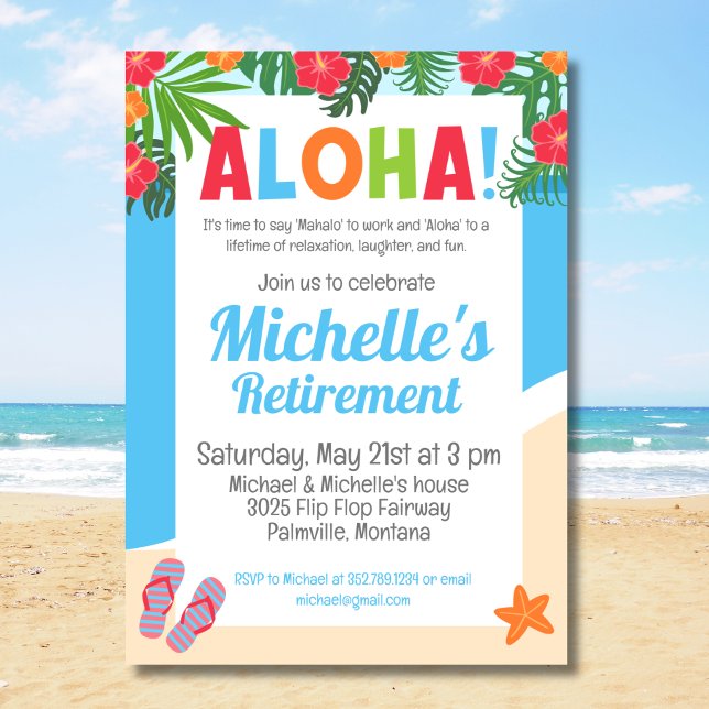 Invitación Fiesta de Jubilación Aloha Tropical de Hawái (Subido por el creador)