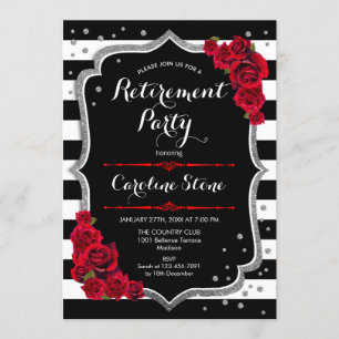 Invitación Fiesta de Jubilación - Bandas blancas rojas