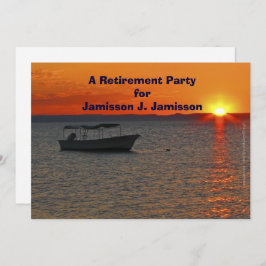 Invitación Fiesta de Jubilación Barco pesquero al atardecer N