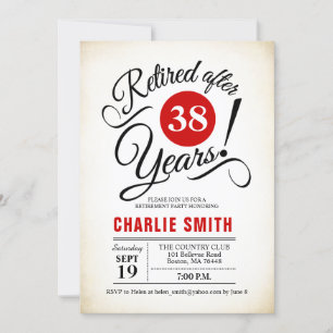 Invitación Fiesta de Jubilación - Blanco Negro Rojo