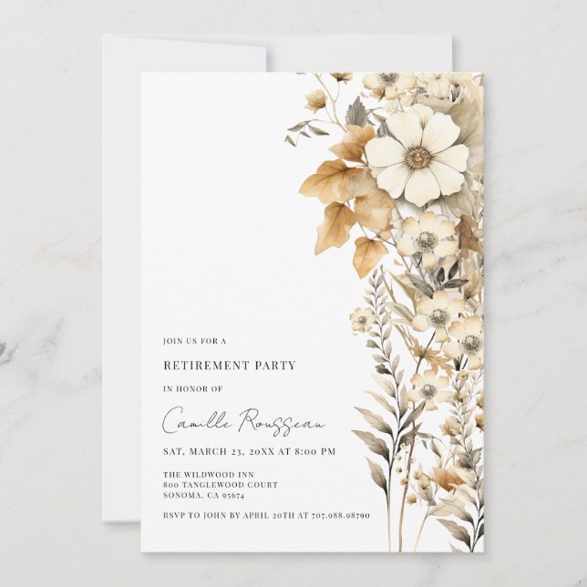 Invitación Fiesta de Jubilación Boho Floral Wildflowers (Anverso)