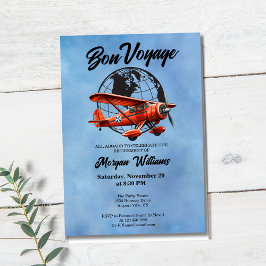 Invitación Fiesta de Jubilación Bon Voyage Viaje Plano de Glo