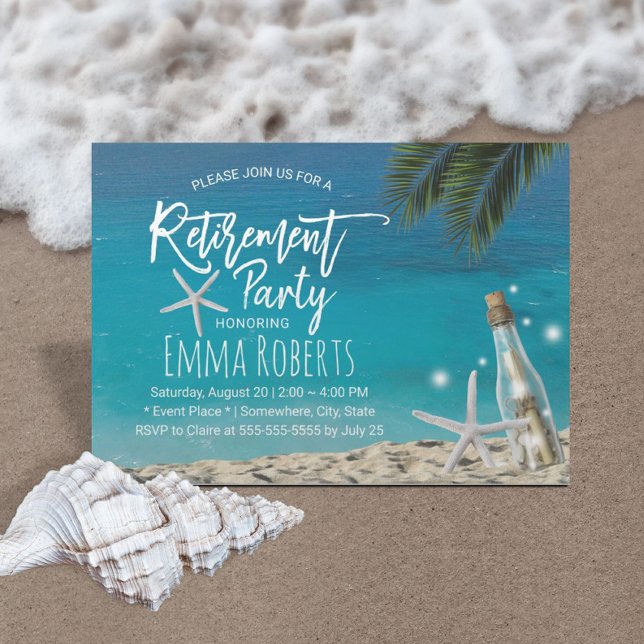 Invitación Fiesta de Jubilación Botella Tropical Starfish Bea (Subido por el creador)