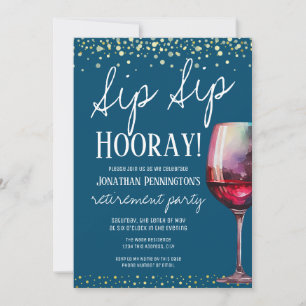 Invitación Fiesta de Jubilación Brindis Brindis Hurra Vino Ti