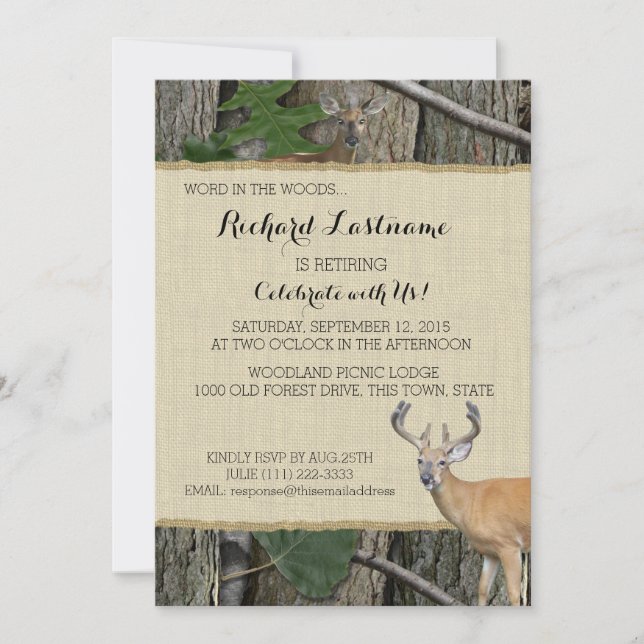Invitación Fiesta de Jubilación Buck and Doe (Anverso)