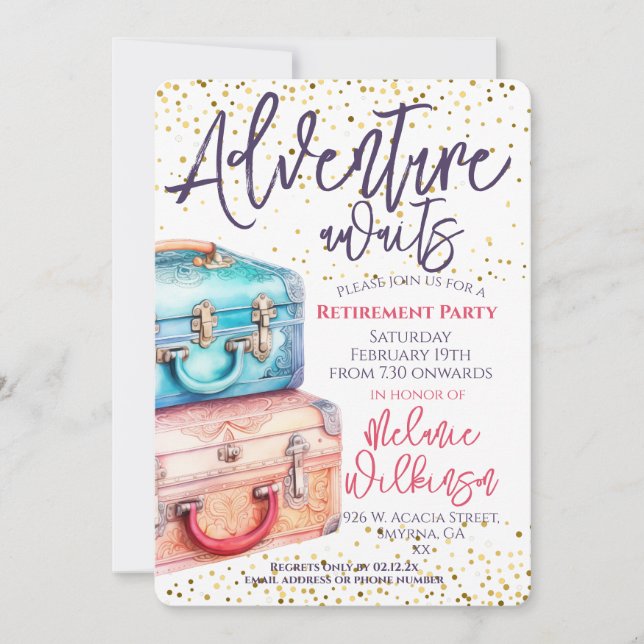 Invitación Fiesta de Jubilación Caso Adventure Aesperará (Anverso)