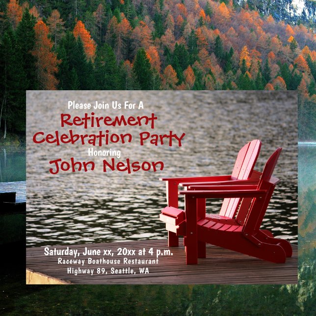 Invitación Fiesta de Jubilación Casual Tema Lakeside Cottage (Retirement Party, Casual Theme, Lakeside Cottage Invitation)