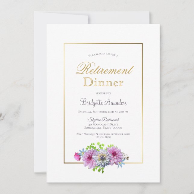 Invitación Fiesta de Jubilación Cena de la Frontera de Oro (Anverso)