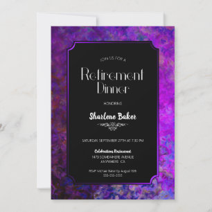 Invitación Fiesta de Jubilación Cena morada y negra
