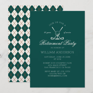 Invitación Fiesta de jubilación clásica elegante verde de gol