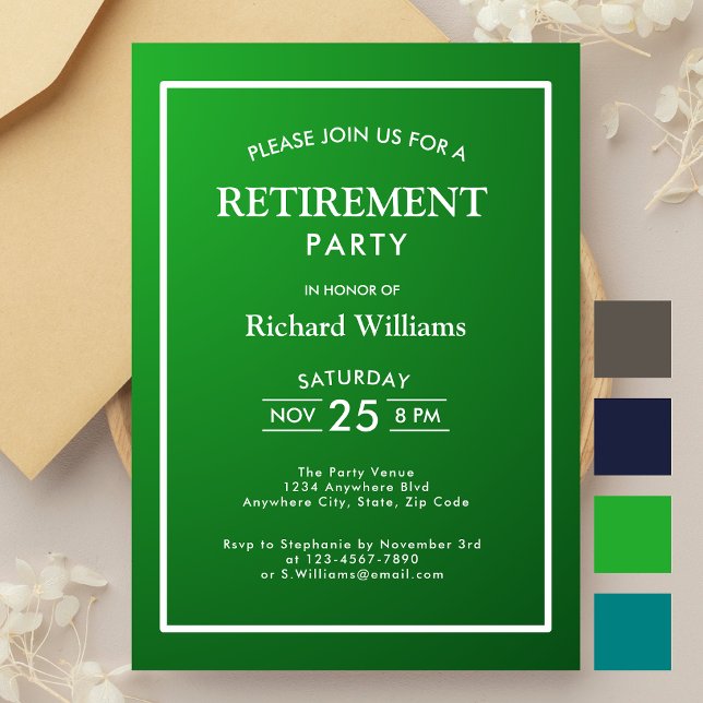 Invitación Fiesta de Jubilación Clásico Verde (Subido por el creador)