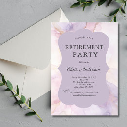 Invitación Fiesta de jubilación con acuarela de mármol rosa p