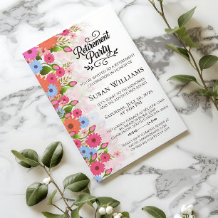 Invitación Fiesta de jubilación con acuarela floral