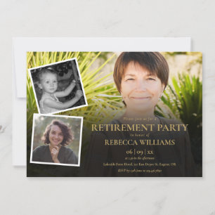 Invitación Fiesta de jubilación con collage de 4 fotos