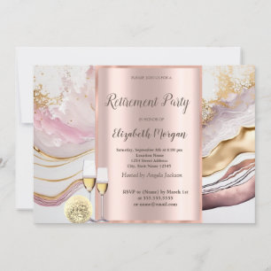 Invitación Fiesta de jubilación con copa de vino, globos, már