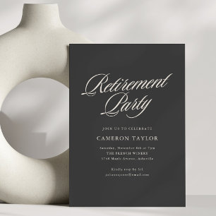 Invitación Fiesta de jubilación con elegante letra caligráfic