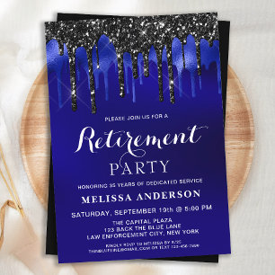 Invitación Fiesta de Jubilación con Elegantes Gotas de Brillo