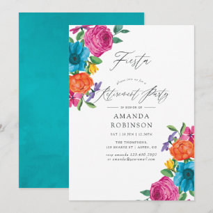 Invitación Fiesta de jubilación con flores en acuarela