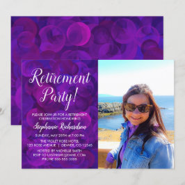 Invitación Fiesta de Jubilación con Foto Morada Elegante