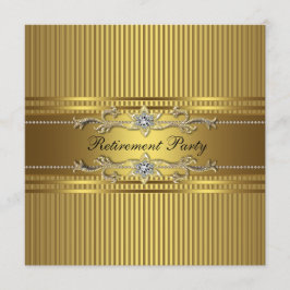 Invitación Fiesta de Jubilación con Franja Dorada Elegante