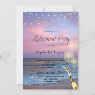 Invitación Fiesta de jubilación con globos y vino al amanecer
