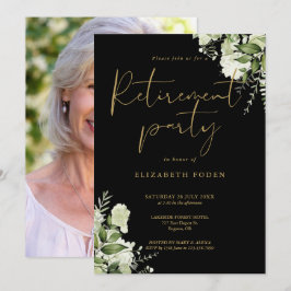 Invitación Fiesta de Jubilación con Guión de Foto Floral de V